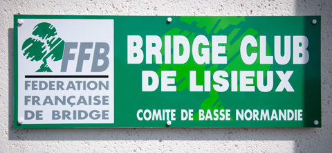 plaque Bridge Club Lisieux jeu cartes calvados normandie